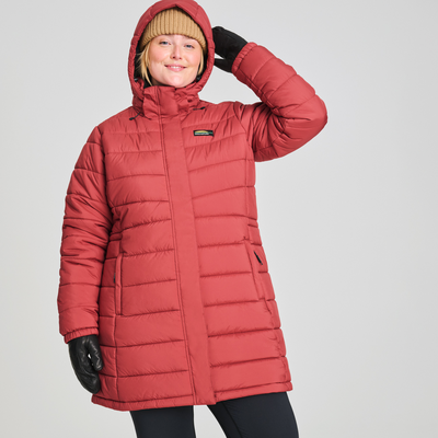 manteau d'hiver 3/4 isolé pour femme de couleur rose