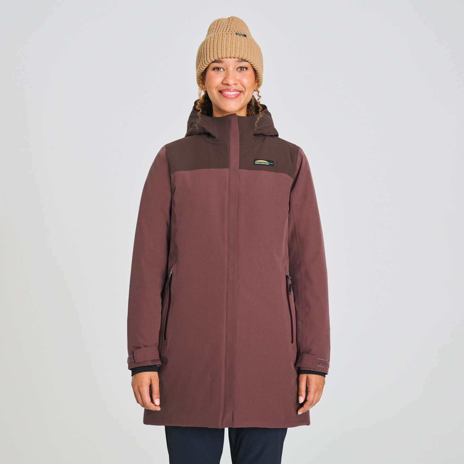 Manteau d'hiver 3/4 imperméable pour femme de couleur rouge