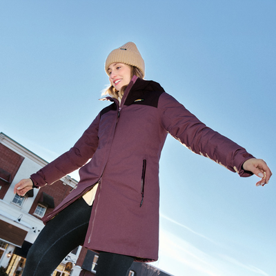 Manteau d'hiver 3/4 imperméable pour femme de couleur rouge