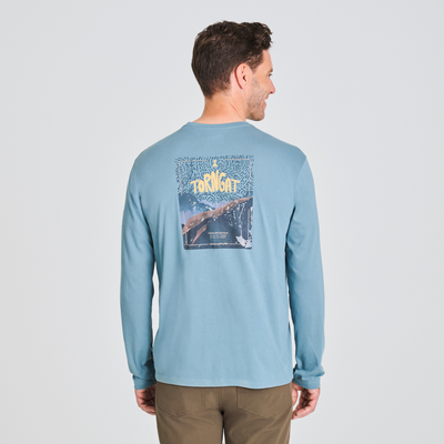 T-shirt manches longues en coton bio pour homme couleur bleu