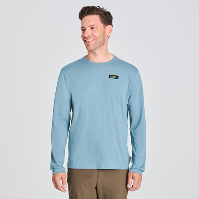 T-shirt manches longues en coton bio pour homme couleur bleu