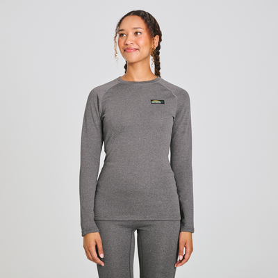 Chandail thermal en mérinos pour femme de couleur gris