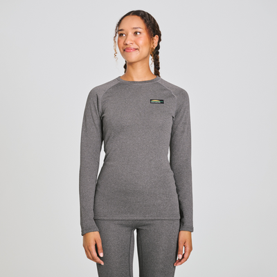 Chandail thermal en mérinos pour femme de couleur gris
