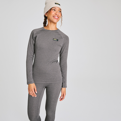 Chandail thermal en mérinos pour femme de couleur gris