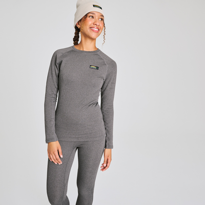 Chandail thermal en mérinos pour femme de couleur gris
