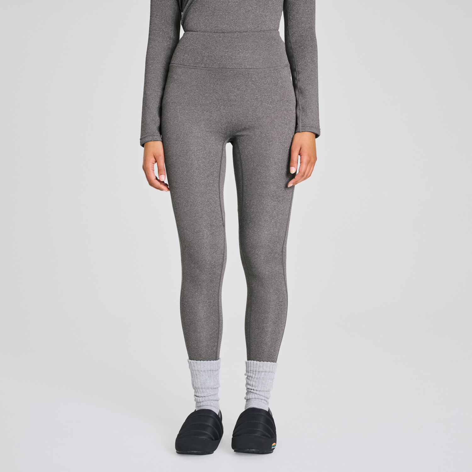 Pantalon thermique en mérinos pour femme de couleur gris