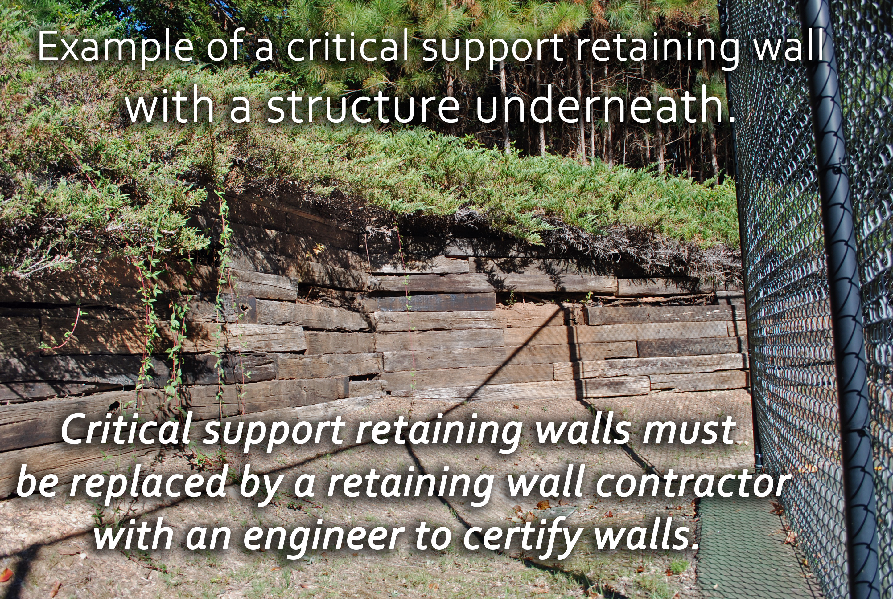 critical support retaining wall