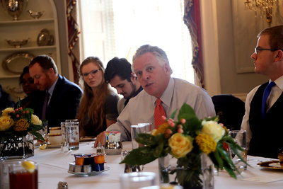 Governor McAuliffe at the student reporters luncheon on Feb. 1, 2017 