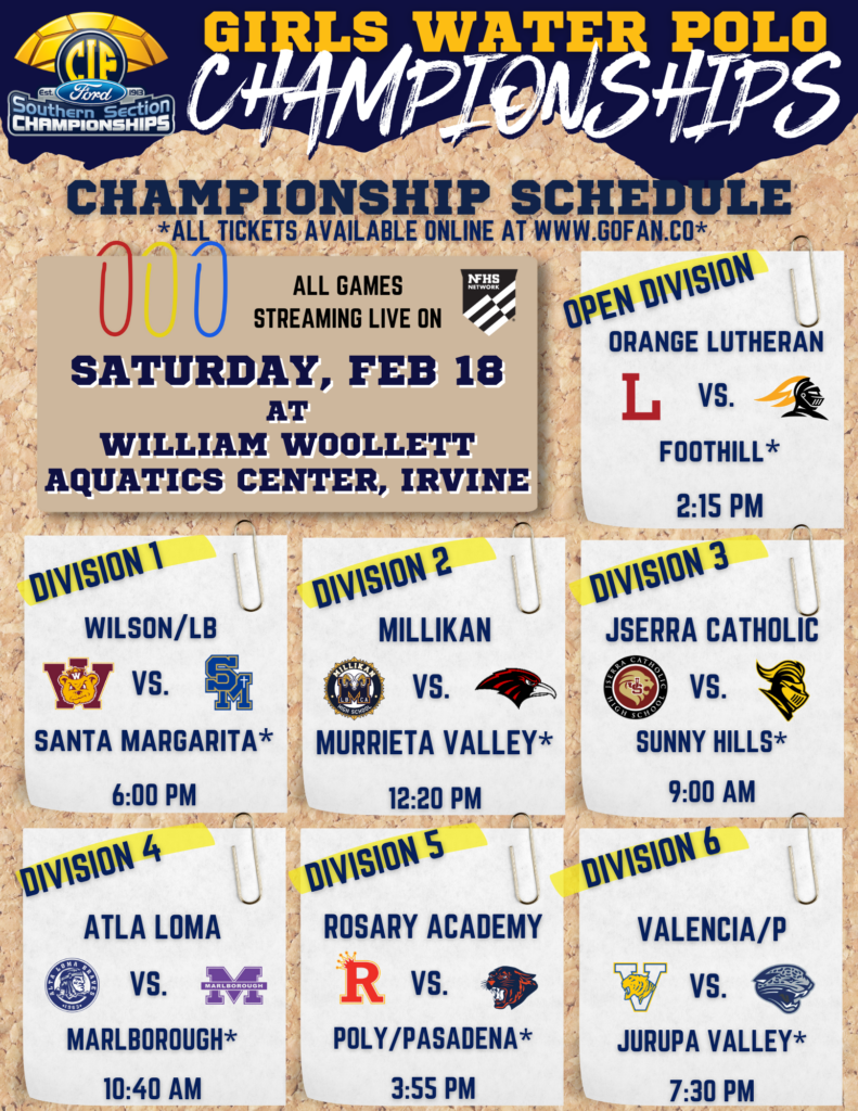 2023 CIFSS FORD Girls Water Polo Championship Info CIF Southern Section