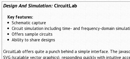 EDN online design tools CircuitLab