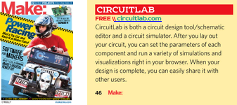 CircuitLab in Make Magazine volume 33