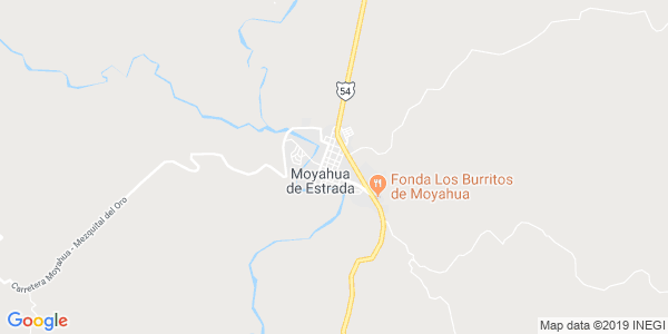 Vista del mapa de Moyahua De Estrada
