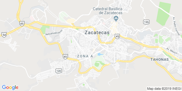 Vista del mapa de Zacatecas