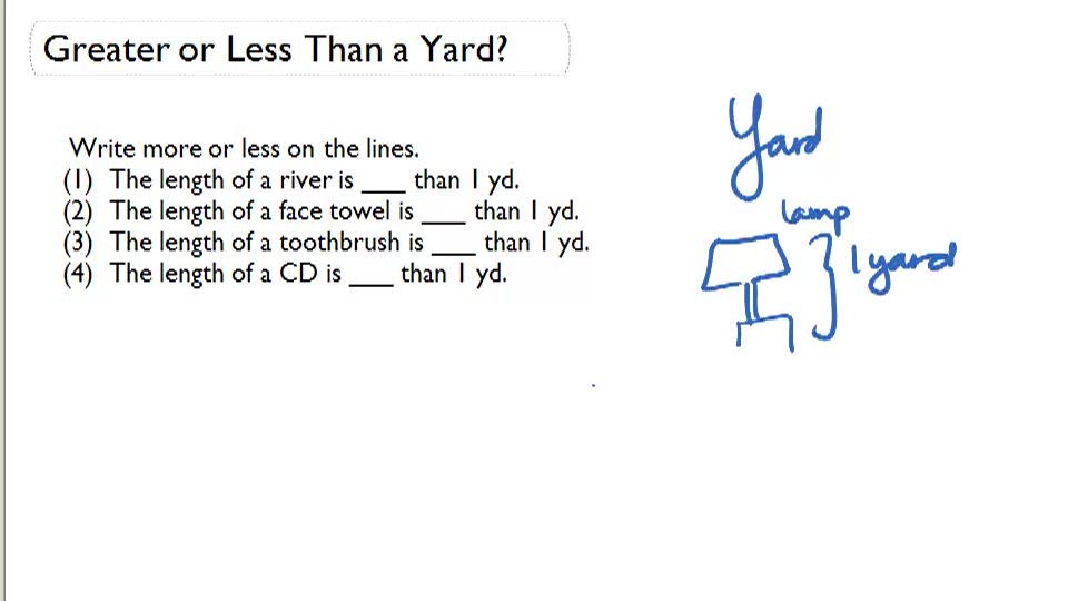 Measurement Greater Than or Less Than a Yard? ( Video ) Measurement CK12 Foundation