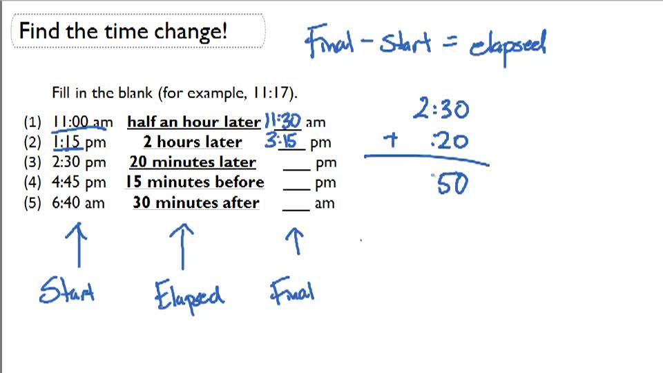 Determining Time Changes Answering in Numerals ( Video