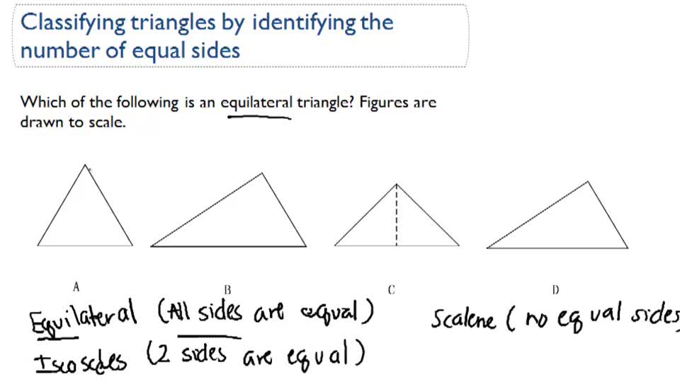Classifying Triangles by Identifying the Number of Equal Sides CK12