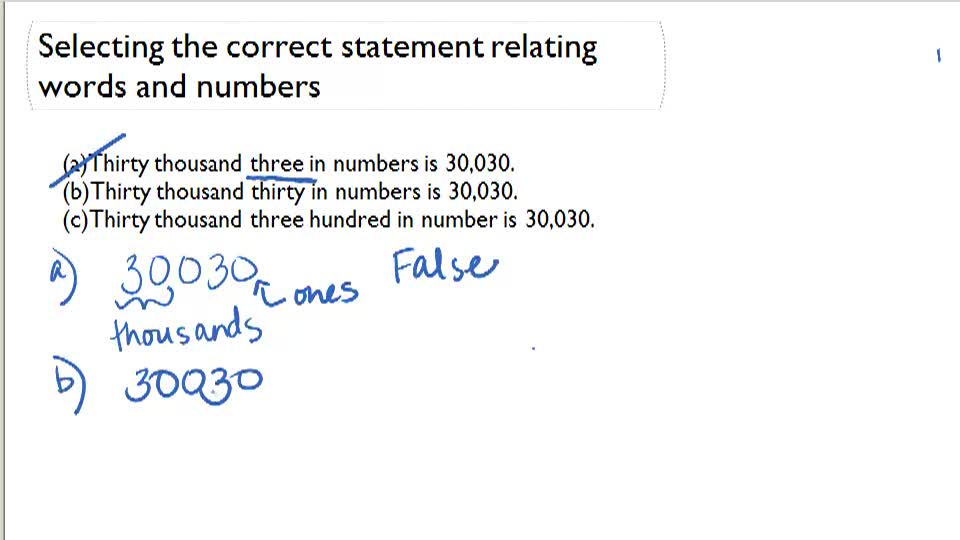 Selecting the Correct Statement Relating Words and Numbers ( Video ...