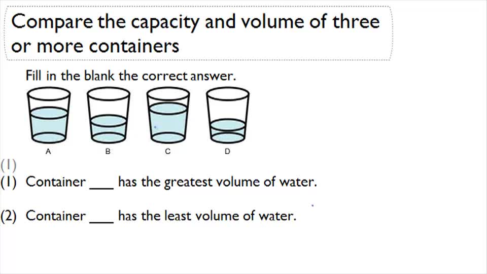 Comparing The Capacity And Volume Of Three Or More Containers Metric
