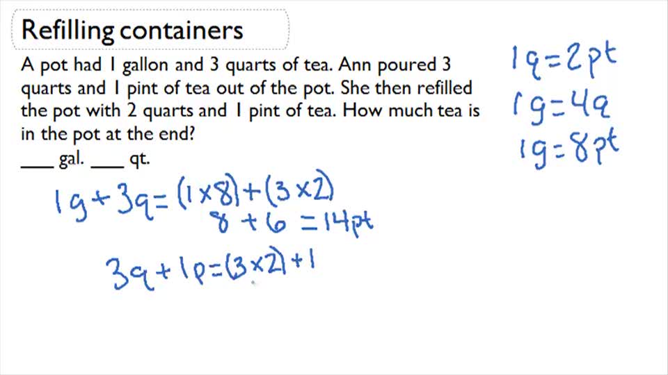 Determining Amount to Fill Containers with Liquid II - Word Problems ...