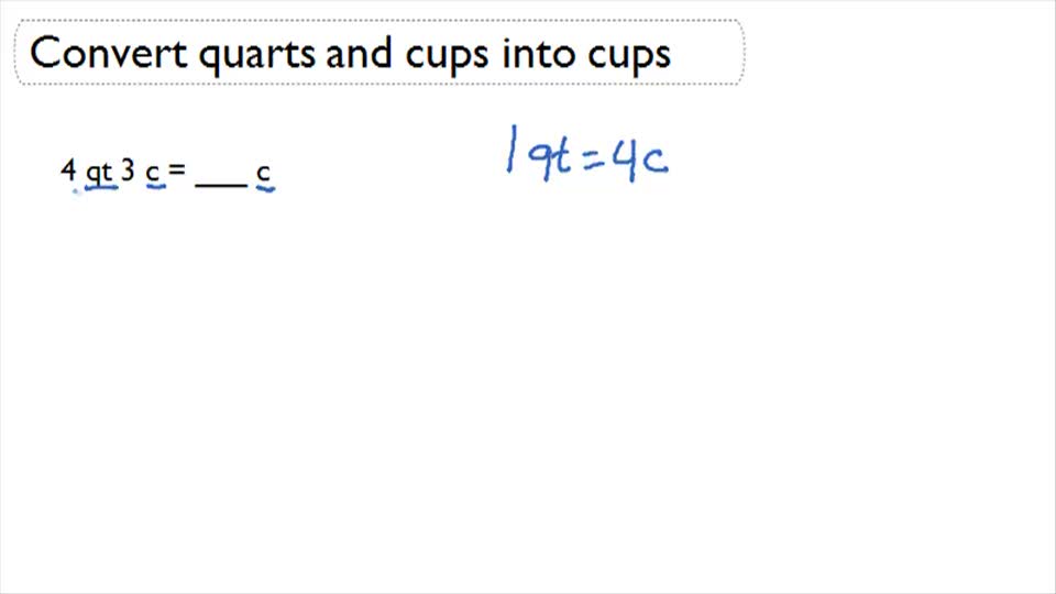 Converting Quarts and Cups into Cups ( Video ) Measurement CK12