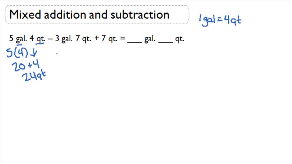 Mixed Adding and Subtracting of Capacities (English Units) ( Video