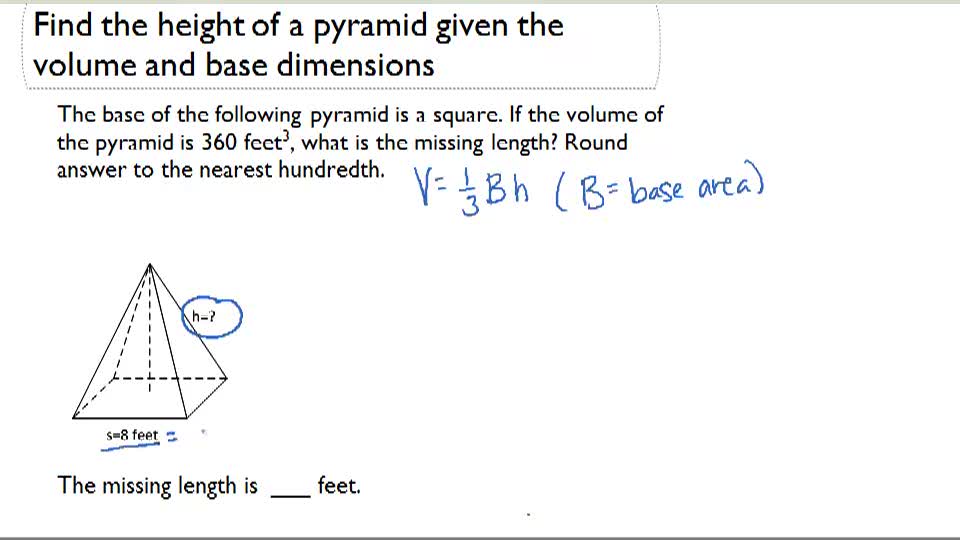 Volume of a Pyramid Example 2 ( Video ) Geometry CK12 Foundation