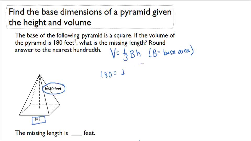 Volume of a Pyramid Example 3 ( Video ) Geometry CK12 Foundation