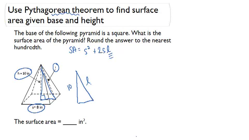 Pyramids and Pythagorean Theorem - Example 3 ( Video ) | Geometry | CK ...