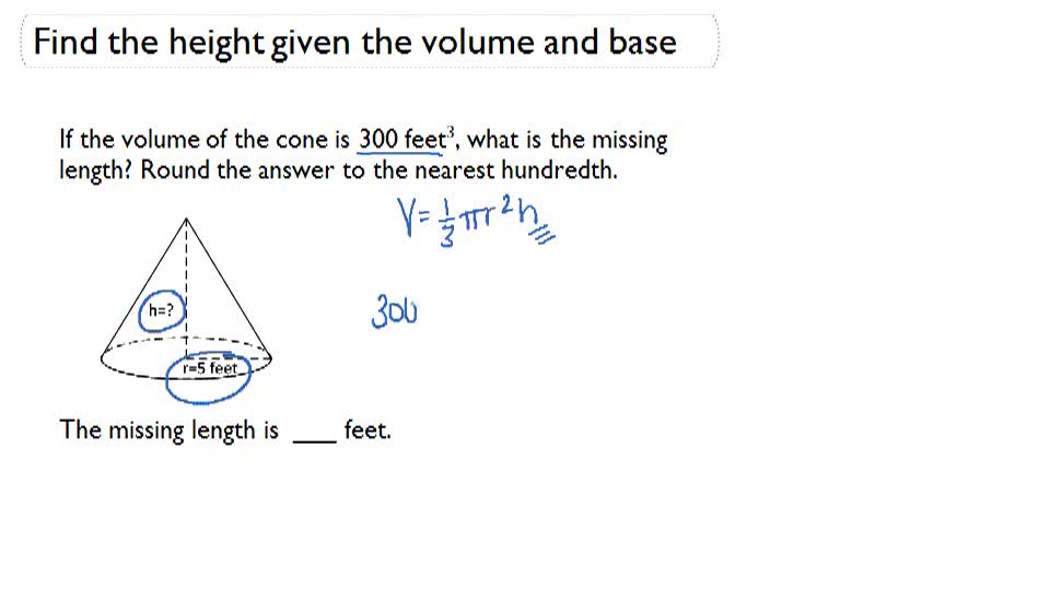 Volume of Cone Example 2 ( Video ) Geometry CK12 Foundation