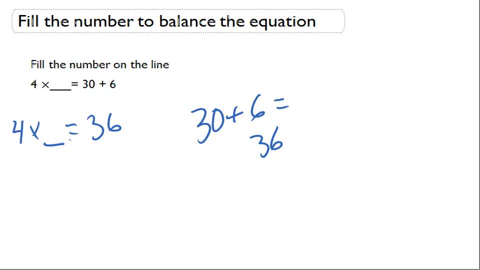 Filling in the Missing Number to Balance the Equation ( Video