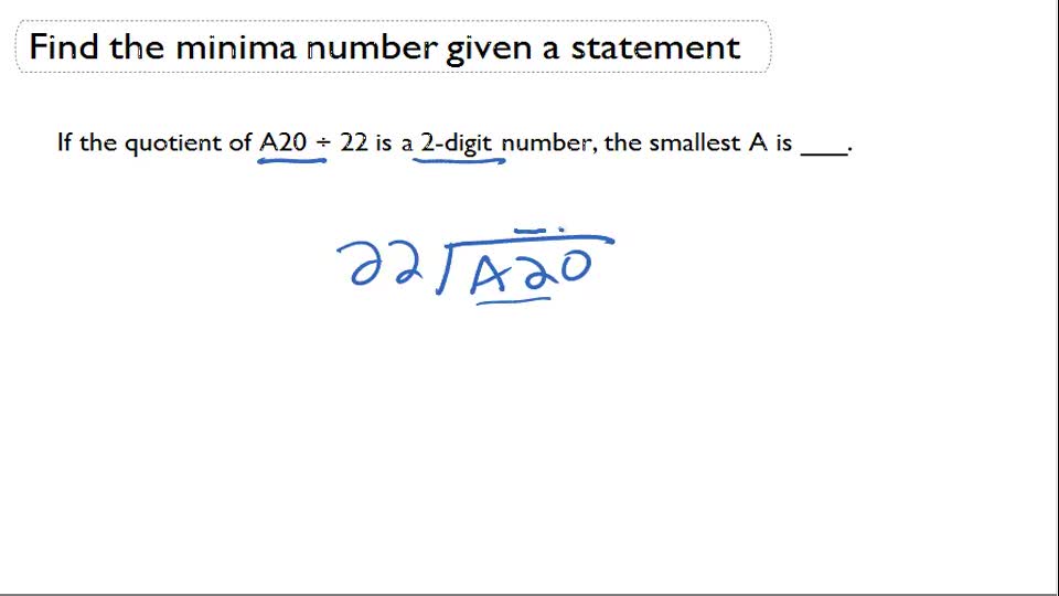 Finding the Minimum Number Given a Statement ( Video ) | Arithmetic ...