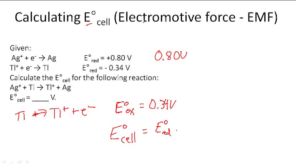 Standard Reduction (Electrode) Potentials Example 2 ( Video