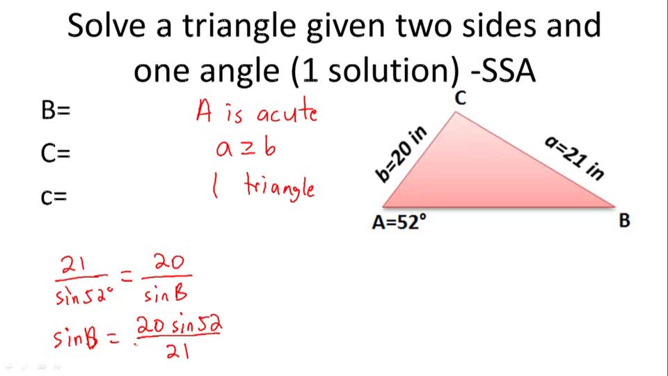Solving Triangles Using the Law of Sines CK12 Foundation