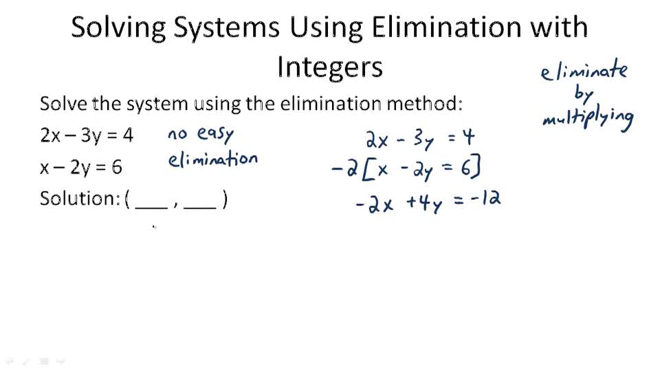 Solving Systems Using Elimination - Example 1 ( Video ) | Algebra | CK ...