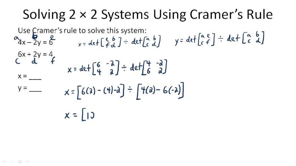 Cramer's Rule Example 1 ( Video ) Algebra CK12 Foundation