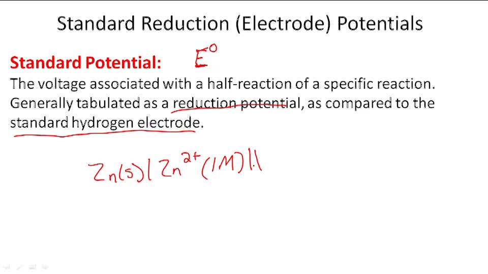 Standard Reduction (Electrode) Potentials Overview ( Video