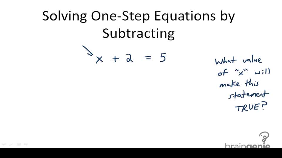 Solving OneStep Equations by Subtracting Overview ( Video