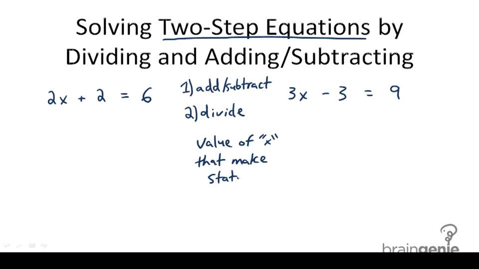 Solving TwoStep Equations by Dividing and Adding/Subtracting