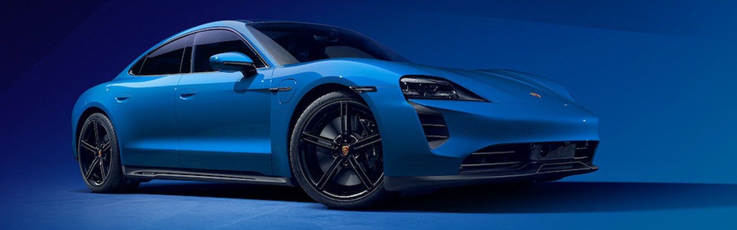 2024 Porsche Taycan front side in blue