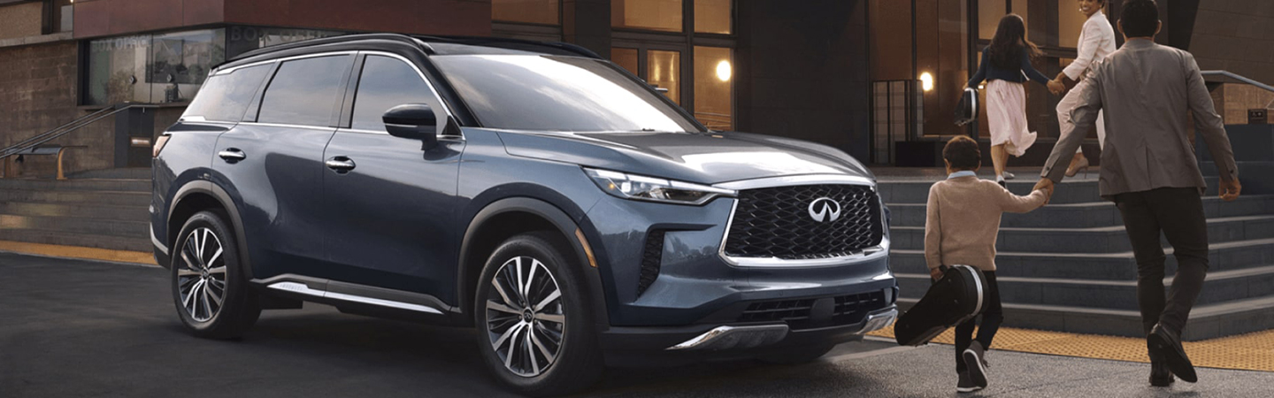 2024 INFINITI QX60 Dimensions front side in blue