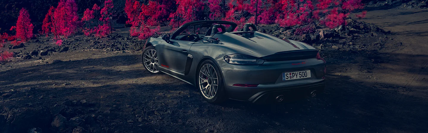 2025 Porsche 718 Spyder RS Specs blackcolor backview