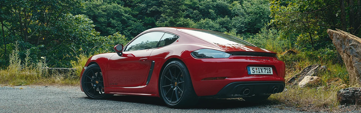 2024 Porsche 718 Cayman Specs redcolor sideview