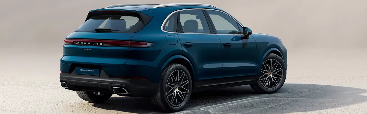 Rear view of a 2026 Porsche Cayenne parked in a parking lot