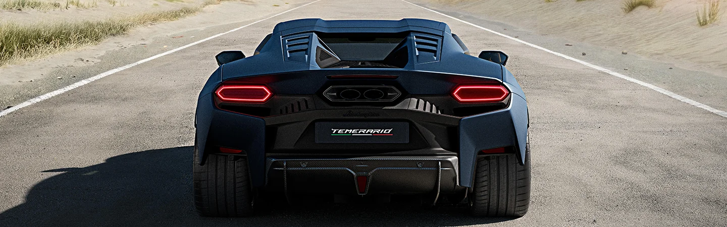 rear view of a blue 2026 Lamborghini Temerario Base