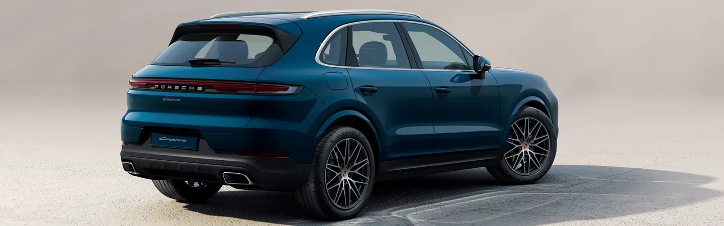 Rear view of a 2026 Porsche Cayenne parked