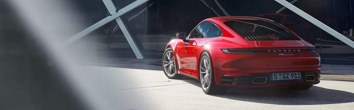 Rear view of a red 911 Carrera
