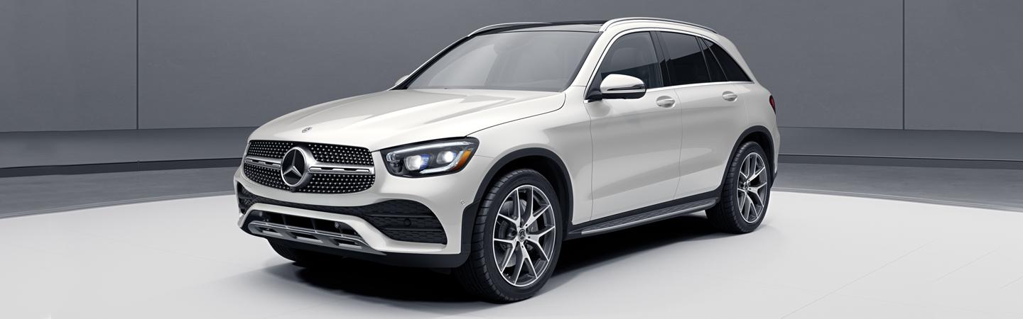 White 2022 Mercedes-Benz GLC parked in a staging area
