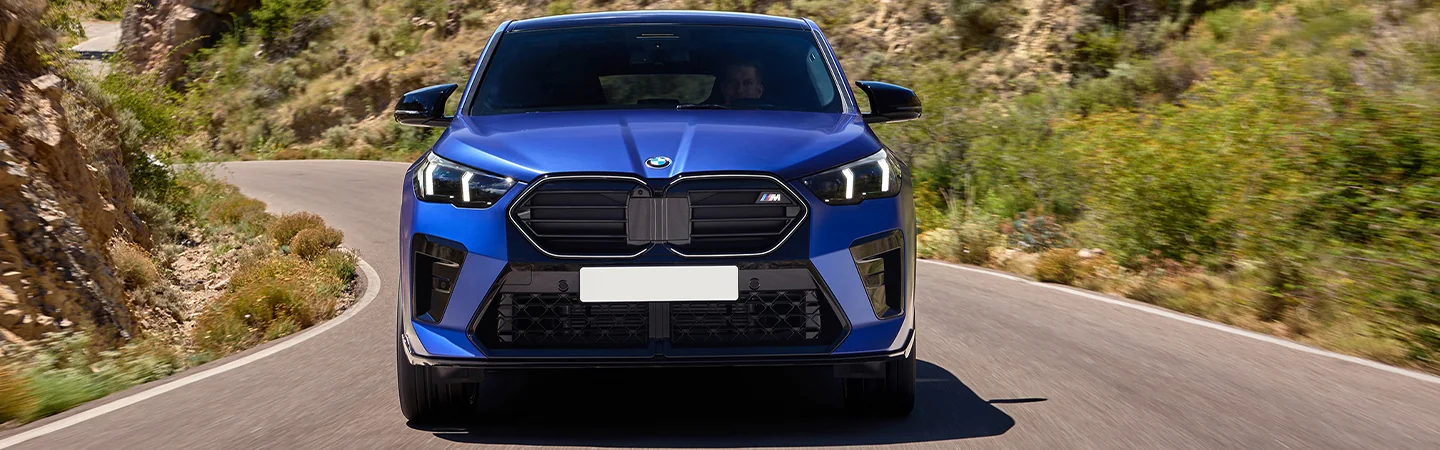 2025 BMW X2 Specs color blue and front view