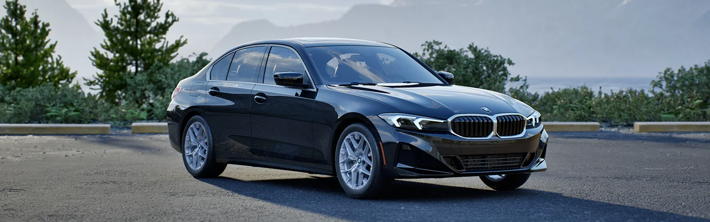 front view of a blue 2026 BMW 3 Series 330i