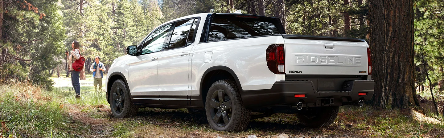 rear view of a white 2026 Honda Ridgeline Sport
